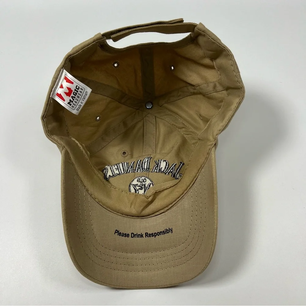 Jack Daniel’s Adjustable Velcro Back Hat Tan Black Logo Please Drink Responsibly - Picture 5 of 9
